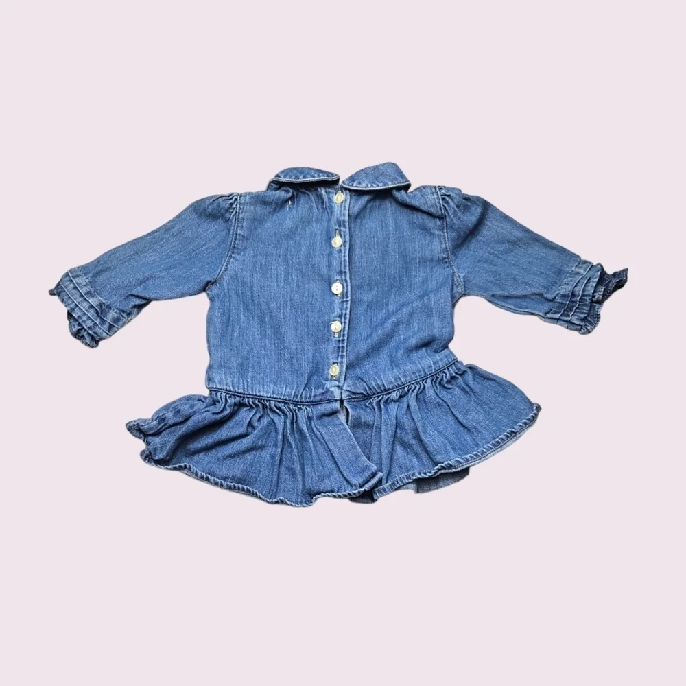 Ralph Lauren Baby Girl Long Sleeve Jean Top Size 3 Months
